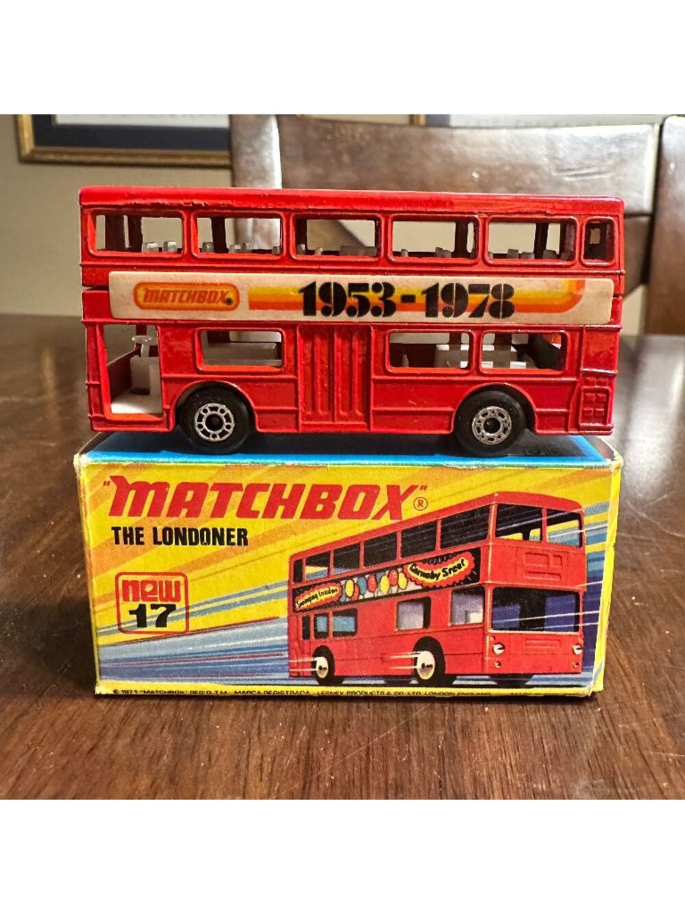 Vintage Matchbox The Londoner Red Double-Decker Bus Die-Cast Model No. 17